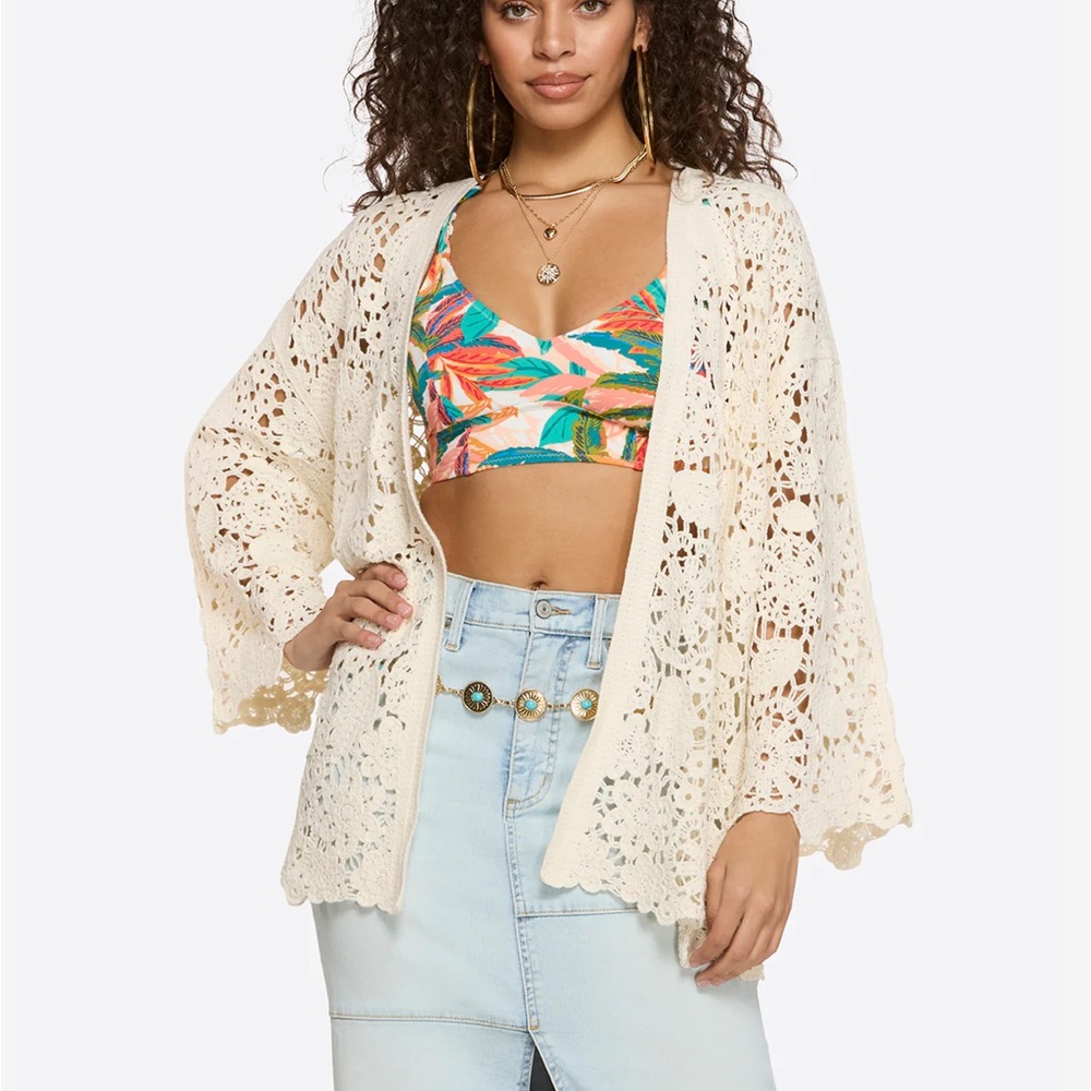 Jessica Simpson Arieth crochet cardigan in parchment